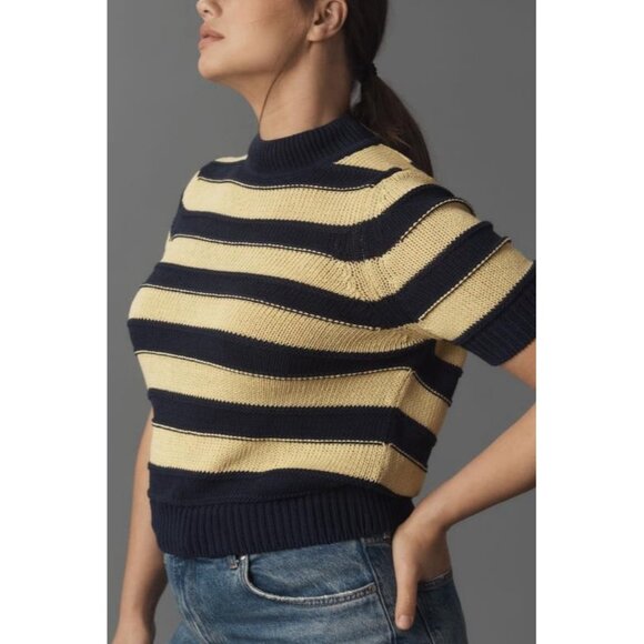 NWT Size 2X - Anthro Striped Cotton Sweater Tee Made in Italy (NWT US$ 118) - Picture 2 of 16